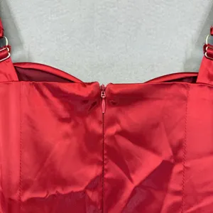 Heiress Beverly Hills Red Satin Ruched Bustier Midi Dress XS Bodycon Glam thumbnail 9