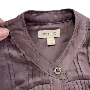 Pilcro by Anthropologie Silly Smocked Button Down Shirt Size XSP thumbnail 5