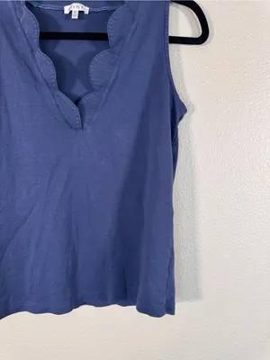 Lake Blue Pima Cotton Scalloped PJ Tank Top Womens M Pajama Sleep Shirt Cozy thumbnail 6