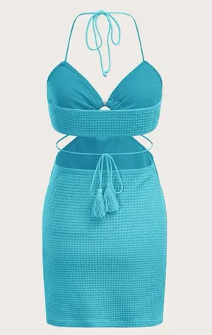 SheIn ICON O-ring Detail Tie Backless Halter Dress thumbnail 2