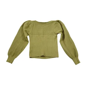 Petal and Pup Olive Green Bustier Knit Top Square Neck Puff Sleeve‎ Size 4 Small thumbnail 9