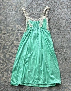 Vintage Moodsetter Nylon & Lace Nightgown and Robe Set Green Large thumbnail 8