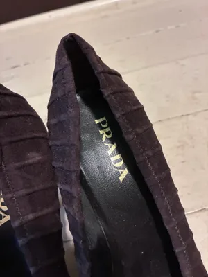 Prada Pre-Owned Pleated Brown Suede Pointed-Toe Pumps thumbnail 3