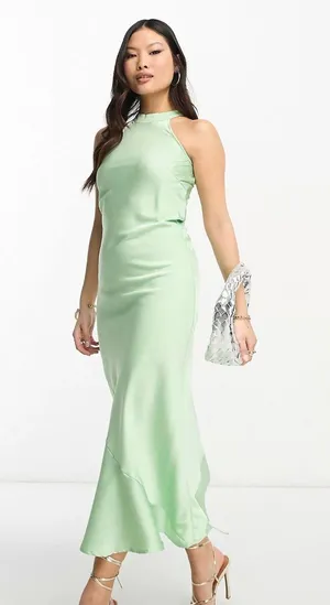 ASOS NWT Vila halterneck maxi dress in mint green. thumbnail 4