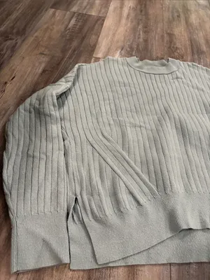 Abercrombie & Fitch Sage Green Ribbed Knit Lounge Relaxed Coastal Grandma Medium thumbnail 3