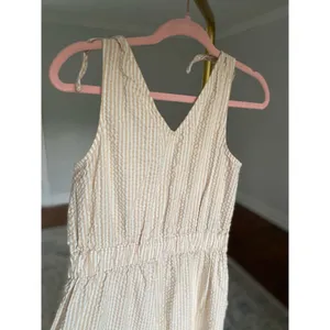 Level Eight Cotton Seersucker Romper Jumpsuit Striped Coastal Minimal Neutral‎ M thumbnail 5