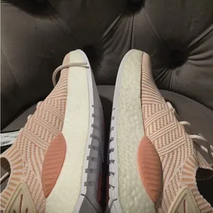 Adidas Peach and White Striped Sneakers thumbnail 5
