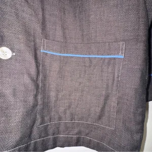 Vintage Christian Dior Pyjama Herringbone Button Front Lounge Shirt M Luxury 80s thumbnail 9