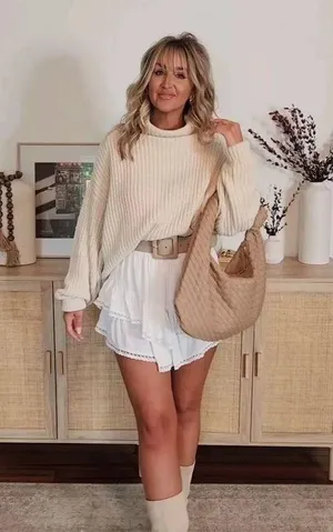 FREE PEOPLE Swim Too Deep Turtleneck Sweater in Tea Size Small thumbnail 13