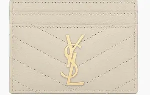 Saint Laurent Cassandre Matelasse Card Case in Grain De Poudre Embossed Leather NEW thumbnail 1