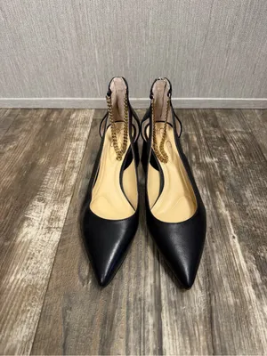 NWOB Jessica Simpson Black Leather Chain-Ankle Block Heel Pumps Size 5 thumbnail 16