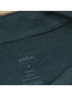 Auden Womens Cloud Knit Modal Notch Collar Short Sleeve Pajama Top Green M thumbnail 3