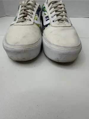 Vans Low Top Canvas Sneakers - White with Green Blue Floral size 6.5 thumbnail 7