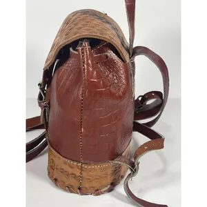 Vintage Women’s Brown/Tan Tooled Leather Backpack Bucket Bag, El Salvador thumbnail 3