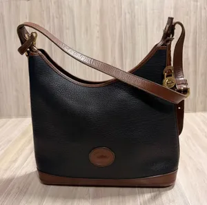 Vintage Dooney & Bourke All Weather Leather Hobo Bag Black‎ Brown Made in USA thumbnail 1