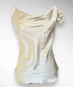 ANNA-KACI Khaki Satin Camisole And Shorts Pajama Set Medium | NWT thumbnail 6