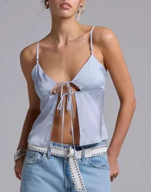 Urban Outfitters Blue Open Front Tie Cami thumbnail 1