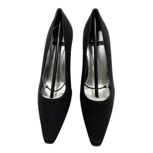 Stuart Weitzman Vintage 90's/Y2K Black Silk Evening Pumps Size 7 AA Kitten Heel Shoes thumbnail 2