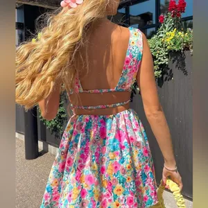 Floral open back sundress Pink thumbnail 5