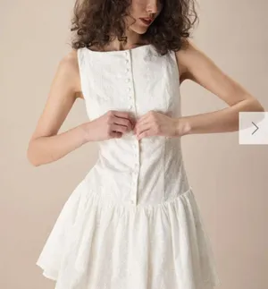 RIHOAS Women's White Boat Neck Jacquard Cotton Mini Dress 3 thumbnail 3
