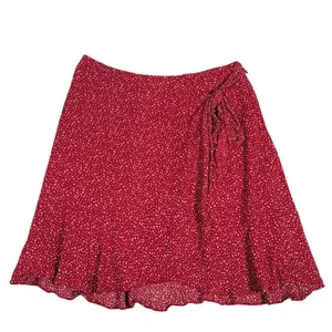 Abercrombie & Fitch Polka Dot Faux Wrap Mini Skirt Size XS Red Dainty Whimsical thumbnail 2