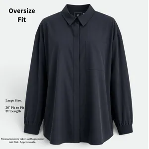 Nike 24.7 Dri-FIT Women's Oversized Button Down Woven Shirt Black NWT Size Large thumbnail 3