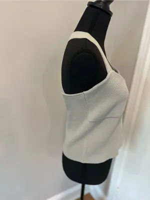 NWOT Abercrombie & Fitch SzXXL light gray Ottoman Ribbed Cross-Back Sweater Tank thumbnail 4