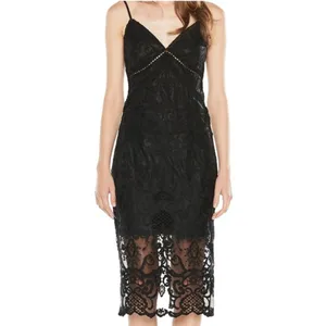 NWT Bardot Lola Lace Slip Dress Size 4 / XS Black Midi Bodycon Cocktail Party thumbnail 8