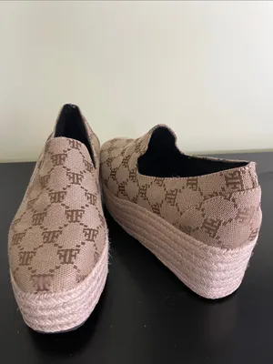 Unbranded Beige Patterned Platform Espadrille Slip thumbnail 7