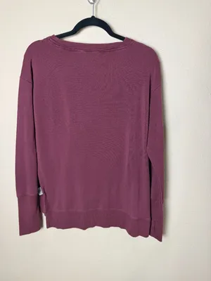 JOYLAB Maroon Burgundy Loose Side Slit Sweatshirt Long Sleeve Tee Top Size Small thumbnail 7