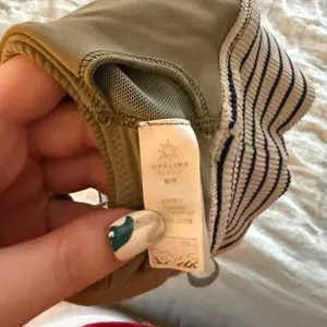 Aerie Ribbed Tan Sports Bra with Stripes thumbnail 3
