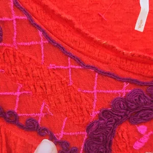 Free People Red Long Sleeve Embroidered Peasant Top thumbnail 4