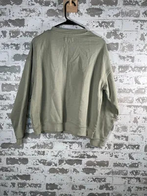 American Eagle | women sage green cropped crewneck long sleeve pullover thumbnail 7