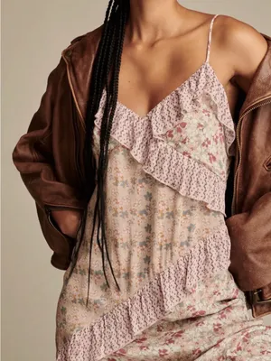 NWT Lucky Brand Coastal Cowgirl Coquette Floral Asymmetrical Midi Dress - Large thumbnail 4