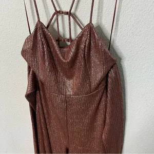 NWT Free‎ People Shimmer and Shine Jumpsuit / Ginger Snap Metallic Womens Size S thumbnail 8