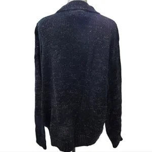Vintage embroidered‎ black gold metallic sweater Mock-neck size 44/22W fits L-XL thumbnail 2