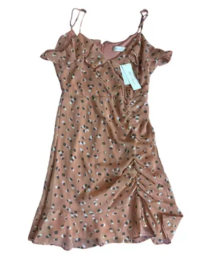 All in Favor Rusty Mauve Polka Dot Ruffle Dress thumbnail 1