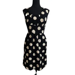Ann Taylor Loft Black‎ Ivory Polka dot dress Sz 8 Cocktail Sleeveless Officecore thumbnail 4