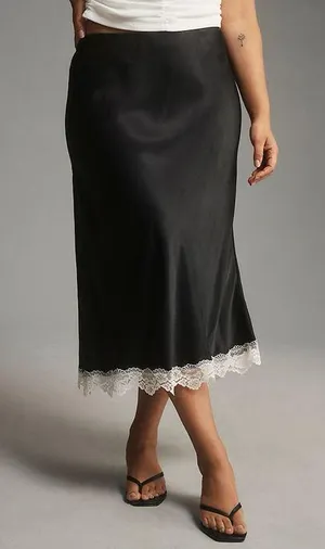 NWT Anthropologie Black The Tilda Slip Skirt: Lace-Trimmed Edition. Size Small thumbnail 4