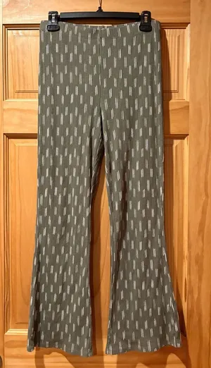 Aerie green ribbed flare pants women’s M thumbnail 1