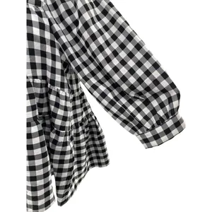 Entro Black and Off White‎ Gingham Print Woven Top NWT Small Checker 3/4 Sleeve thumbnail 2