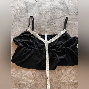 Black & White Lace Trim Y2K Crop Tank Top Cami Women’s Sz S GUC thumbnail 5