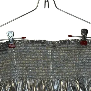 Queen of Sparkles Womens Pants Metallic Silver Glam Flowy Pull On Smocked Medium thumbnail 5