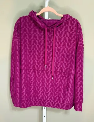 Jodifl Magenta Textured Hoodie Pullover Kangaroo Pocket‎ Size L Cozycore thumbnail 1