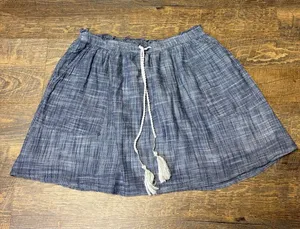 Abercrombie & Fitch Mini Skirt Blue Chambray Womens Medium Lined Elastic Waist thumbnail 1