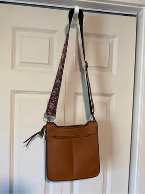 Women’s Tan Crossbody Bag with Floral Adjustable Strap thumbnail 2