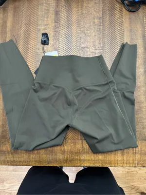 Nike Olive Green High-Waist Performance Leggings with Pockets thumbnail 3