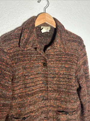 The Territory Ahead Brown Chunky Knit Button Up Jacket Sweater Cardigan Pockets thumbnail 2