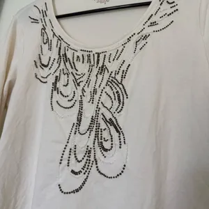 Coldwater Creek Women’s White Long Sleeve Top Beaded Embellished Boho Indie‎ Y2k thumbnail 3