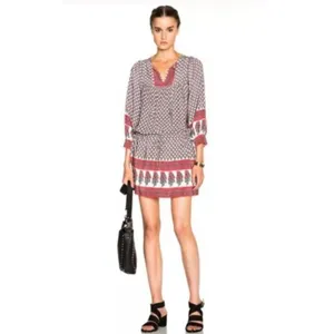 Ulla Johnson Bazaar Silk Mini Blouson Dress Light Indian Floral Print Size 2 thumbnail 3